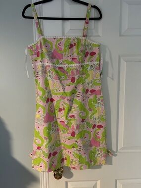 Lilly Pulitzer Pink Dress with Lime & Fuchsia Print